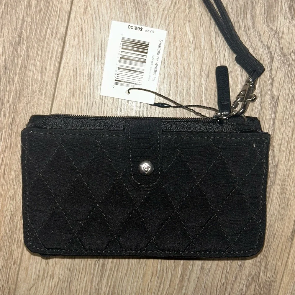 Vera Bradley Black Quilted Wallet Wristlet NWT RFID Card Holder - Picture 7 of 8